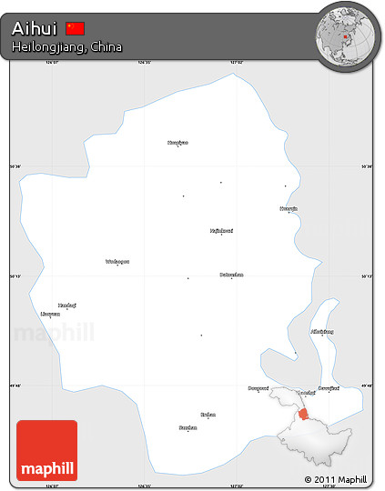 Silver Style Simple Map of Aihui, single color outside