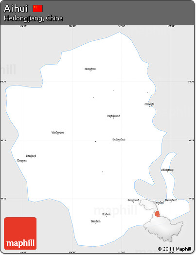 Silver Style Simple Map of Aihui, single color outside