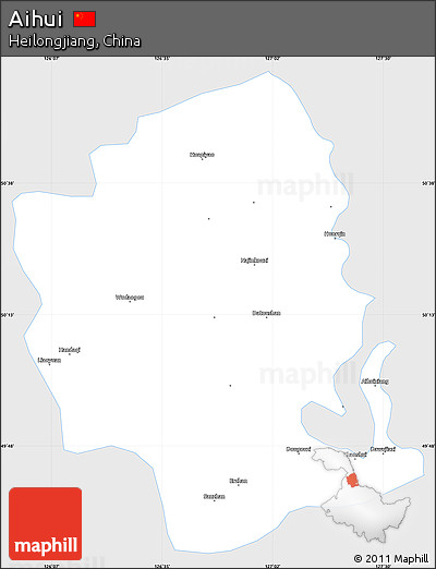 Silver Style Simple Map of Aihui, single color outside