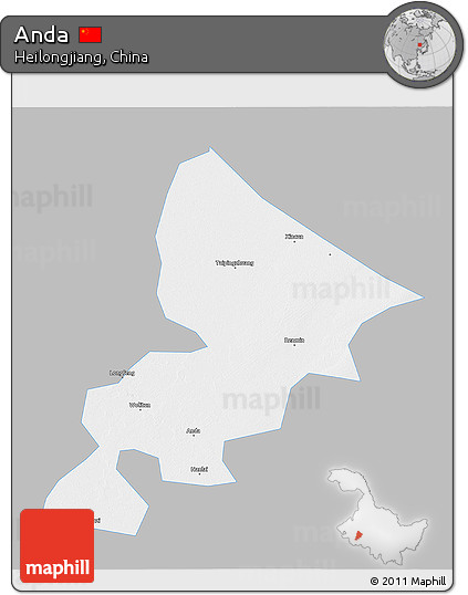 Gray 3D Map of Anda, single color outside