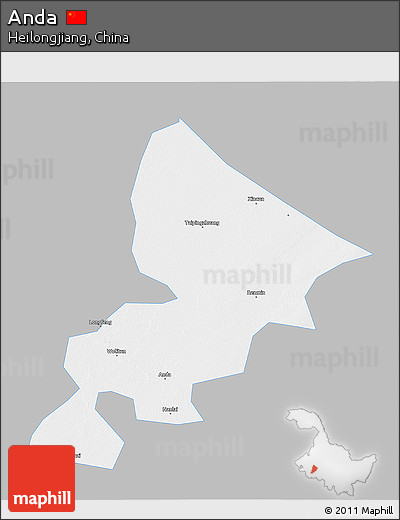 Gray 3D Map of Anda, single color outside