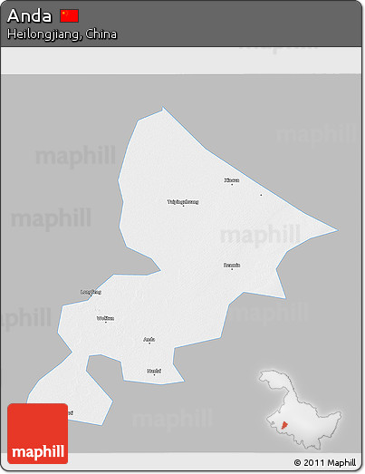 Gray 3D Map of Anda, single color outside