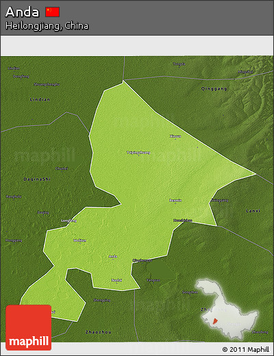 Physical 3D Map of Anda, darken