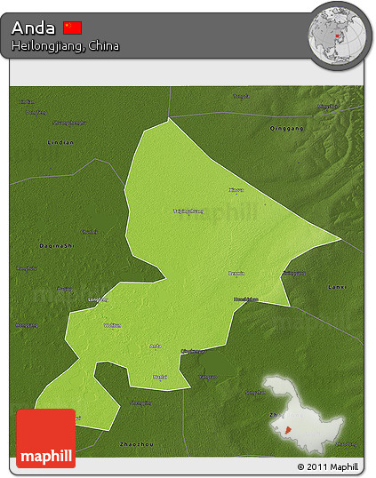 Physical 3D Map of Anda, darken
