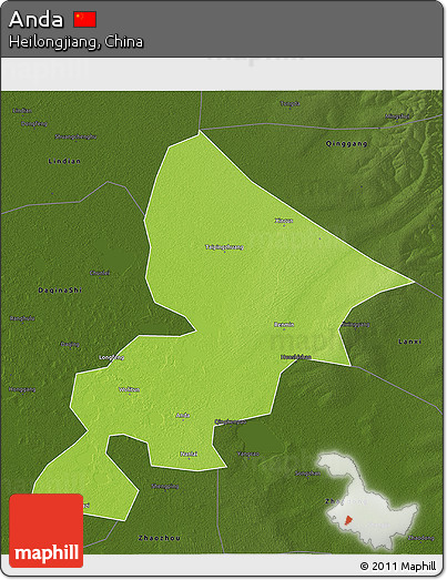 Physical 3D Map of Anda, darken