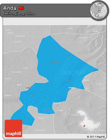 Political 3D Map of Anda, lighten, desaturated