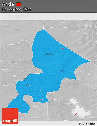 Political 3D Map of Anda, lighten, desaturated