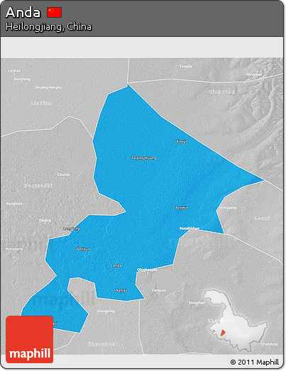 Political 3D Map of Anda, lighten, desaturated