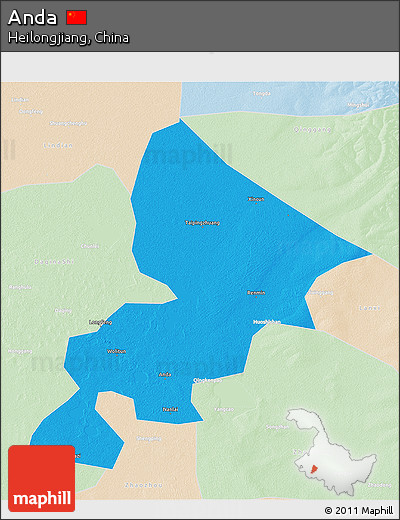 Political 3D Map of Anda, lighten