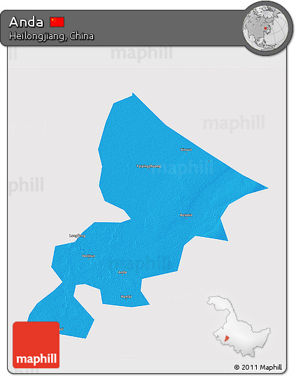 Political 3D Map of Anda, single color outside