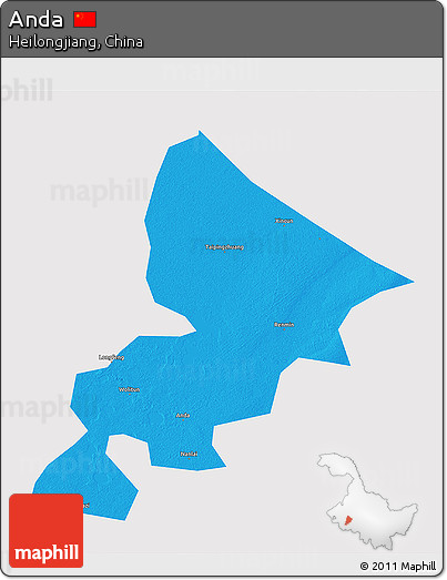 Political 3D Map of Anda, single color outside