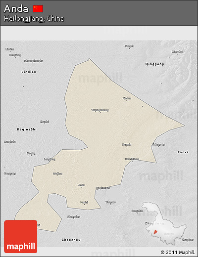 Shaded Relief 3D Map of Anda, desaturated