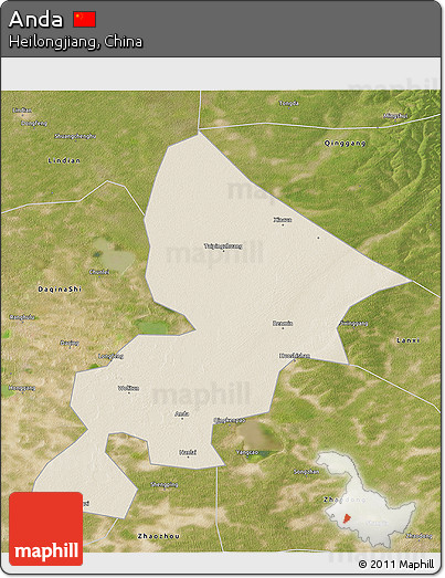 Shaded Relief 3D Map of Anda, satellite outside