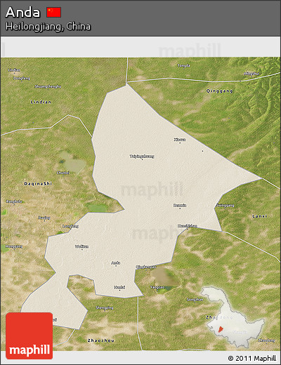 Shaded Relief 3D Map of Anda, satellite outside