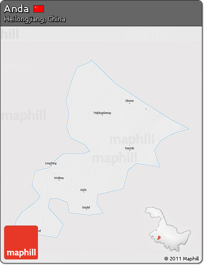 Silver Style 3D Map of Anda, single color outside