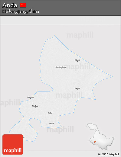 Silver Style 3D Map of Anda, single color outside