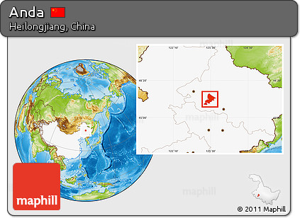 Physical Location Map of Anda, highlighted country