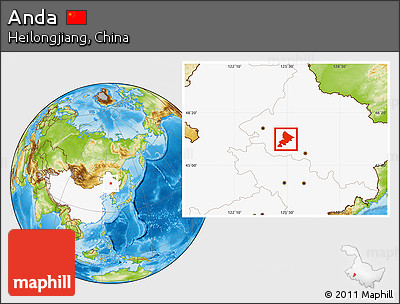 Physical Location Map of Anda, highlighted country