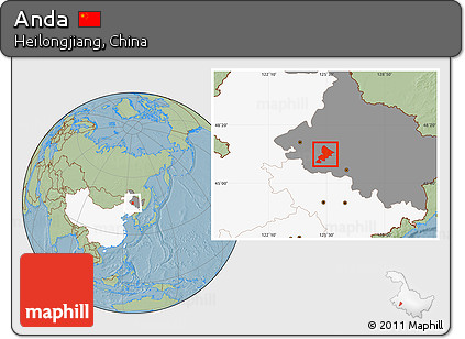 Savanna Style Location Map of Anda, highlighted country, highlighted parent region, hill shading