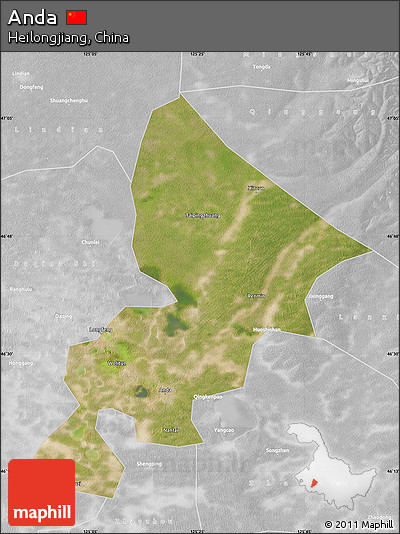 Satellite Map of Anda, lighten, desaturated