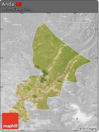 Satellite Map of Anda, lighten, desaturated