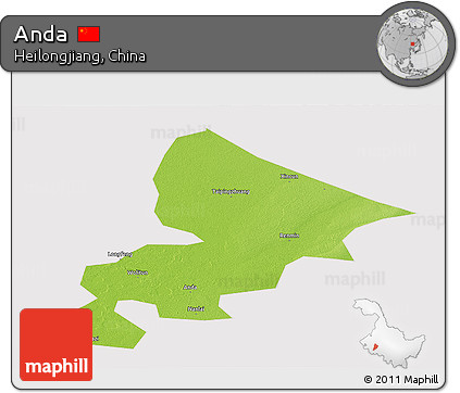 Physical Panoramic Map of Anda, cropped outside