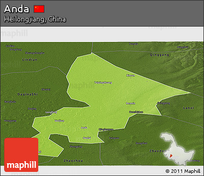 Physical Panoramic Map of Anda, darken