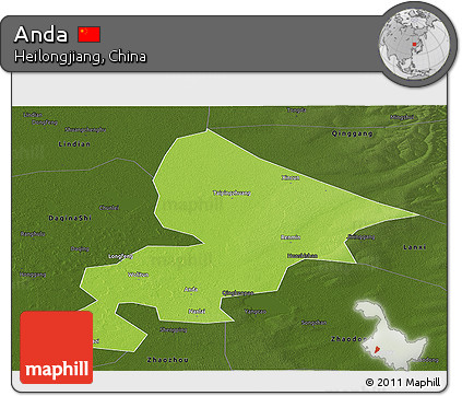 Physical Panoramic Map of Anda, darken