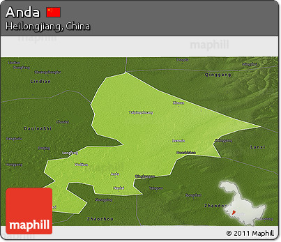 Physical Panoramic Map of Anda, darken