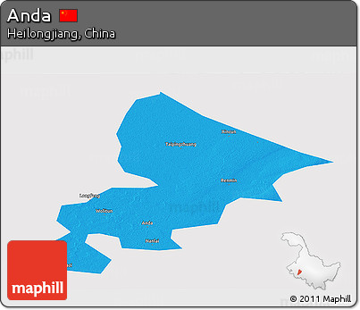 Political Panoramic Map of Anda, single color outside
