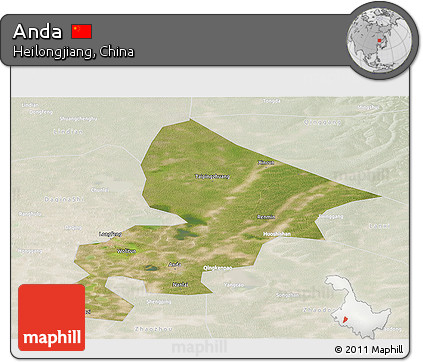 Satellite Panoramic Map of Anda, lighten