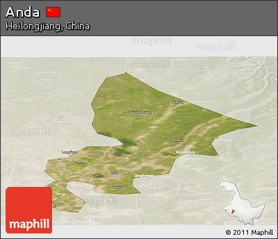 Satellite Panoramic Map of Anda, lighten