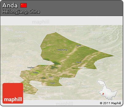 Satellite Panoramic Map of Anda, lighten