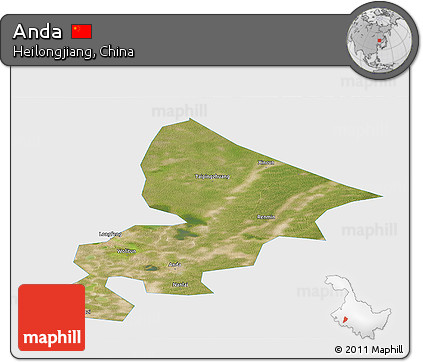Satellite Panoramic Map of Anda, single color outside