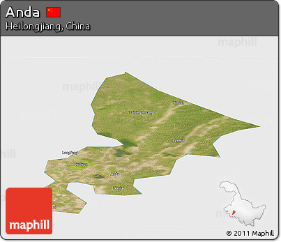 Satellite Panoramic Map of Anda, single color outside