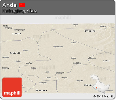 Shaded Relief Panoramic Map of Anda
