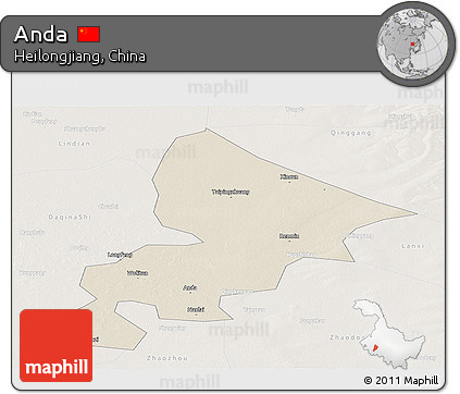 Shaded Relief Panoramic Map of Anda, lighten