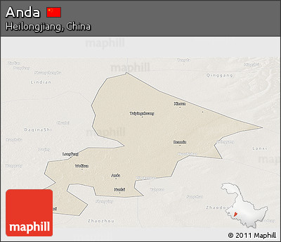 Shaded Relief Panoramic Map of Anda, lighten