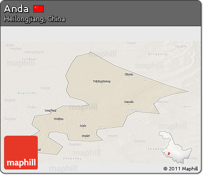 Shaded Relief Panoramic Map of Anda, lighten