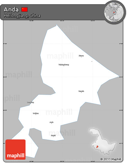 Gray Simple Map of Anda, single color outside