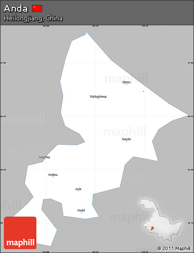Gray Simple Map of Anda, single color outside