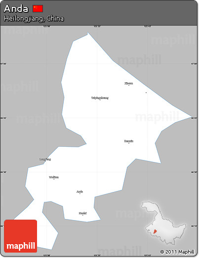 Gray Simple Map of Anda, single color outside