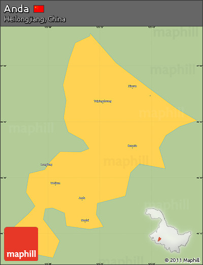 Savanna Style Simple Map of Anda, single color outside