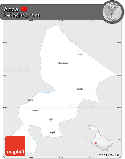 Silver Style Simple Map of Anda, single color outside