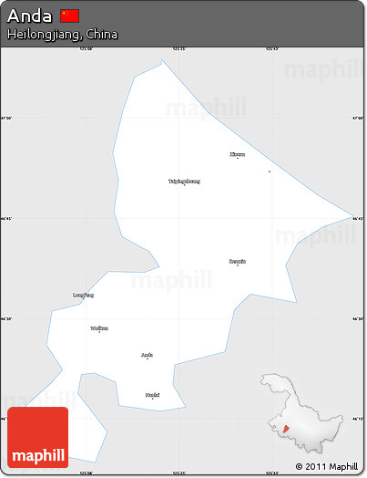 Silver Style Simple Map of Anda, single color outside
