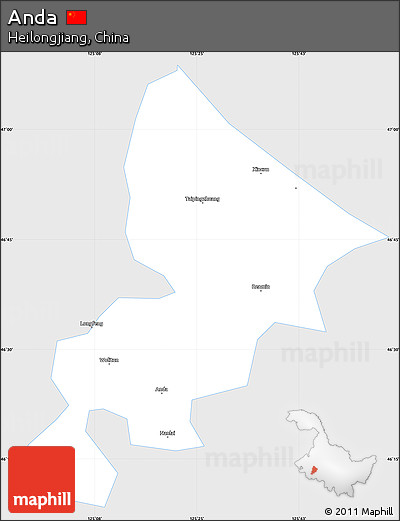 Silver Style Simple Map of Anda, single color outside