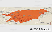 Political Panoramic Map of Baoqing, shaded relief outside