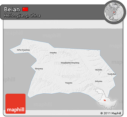 Gray 3D Map of Beian, single color outside
