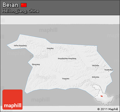 Gray 3D Map of Beian, single color outside
