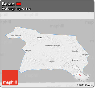 Gray 3D Map of Beian, single color outside